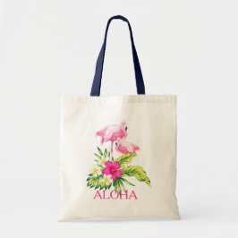 Hibiscus och Rosa Flamingos Tropiska design Tygkasse