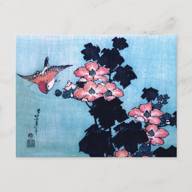 Hibiscus och Sparrow, Hokusai Vykort (Framsida)