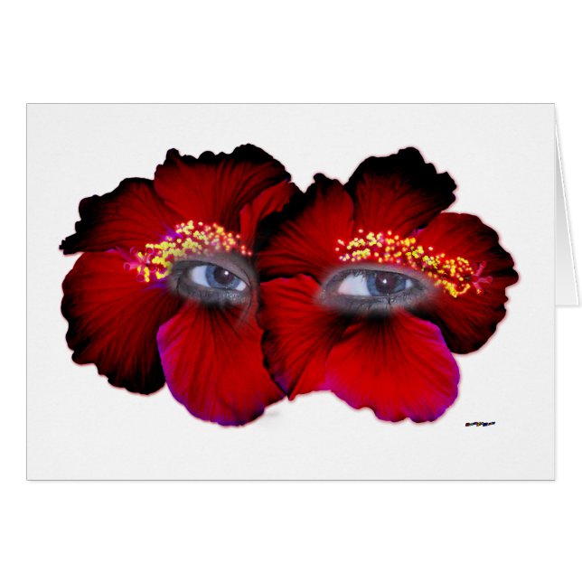 Hibiscus Öga - Röd och svart Hälsningskort (Framsidan Horizontal)