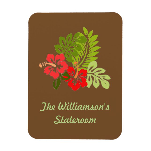 Hibiscus på Brown Stateroom Door Marker Magnet (Vertikal)
