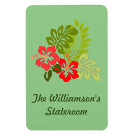 Hibiscus på Grönt Stateroom Door Marker Magnet