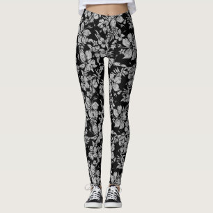 Hibiscus Pareau Distress Hawaiian Tropical Leggings