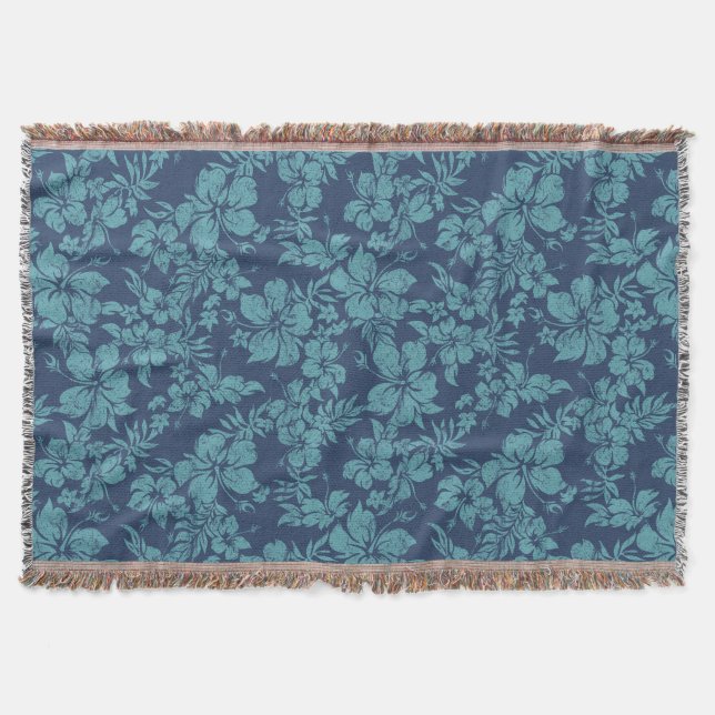 Hibiscus Pareau Hawaiian Blommigt Throw Blanket Filt (Framsidan)