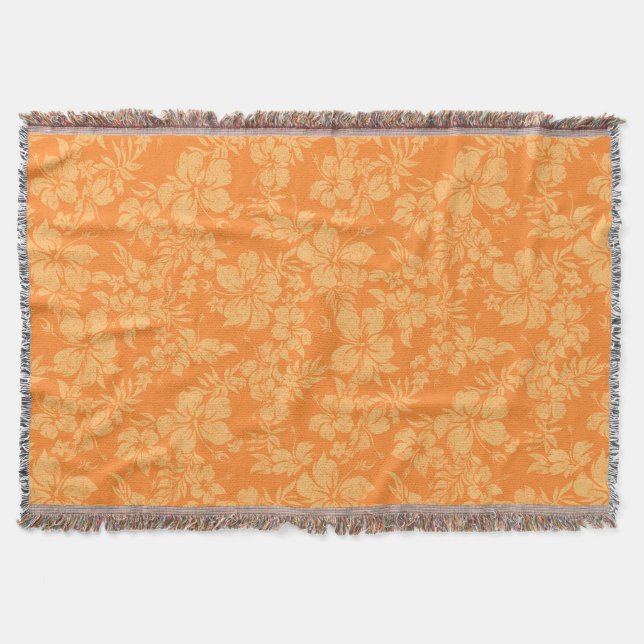 Hibiscus Pareau Hawaiian Blommigt Throw Blanket Filt (Framsidan)