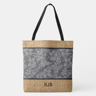 Hibiscus Pareau Hawaiian Monogram Beach Bag Tygkasse