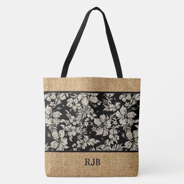 Hibiscus Pareau Hawaiian Monogram Beach Bayer Tygkasse (Framsida)