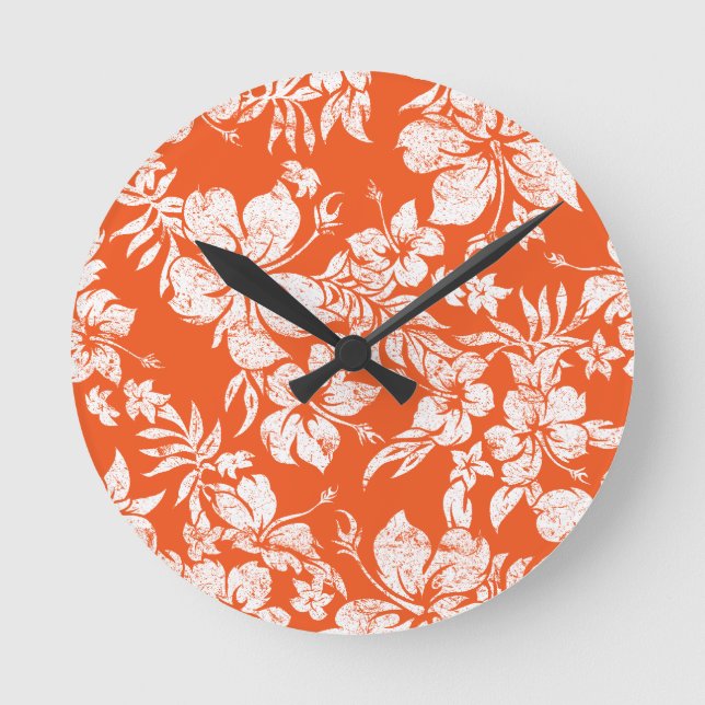 Hibiscus Pareau Hawaiian Wall Clocks Rund Klocka (Framsida)