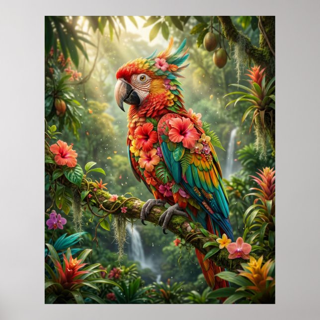 Hibiscus Parrot Tropic Glow Poster (Framsidan)
