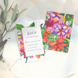 Hibiscus, Plumeria & Handflatan Modern Bröllop OSA Inbjudningar