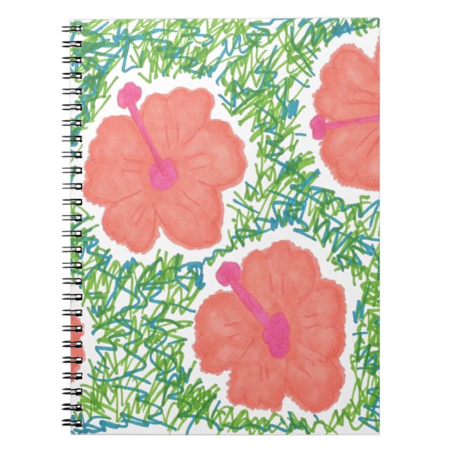 Hibiscus Pop Art Mönster Anteckningsbok (Framsidan)