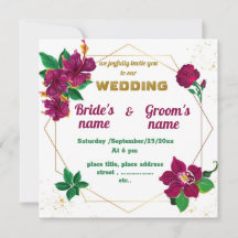 hibiscus,ro blommor geometrisk bröllop