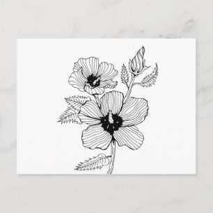 Hibiscus Ro i Sharon Flower Vykort
