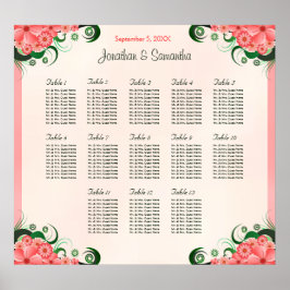 Hibiscus Rosa 13 Bröllop Bord, sittkartor Poster