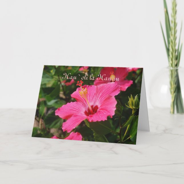 Hibiscus-Rosa i Hawaiian Grattis på födelsedagen Kort (Framsida)