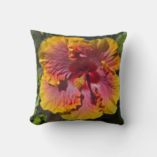 Hibiscus Rosa och Orange Kudde