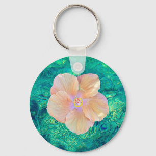 Hibiscus roturkos oceanen vatten Hawaiian Nyckelring