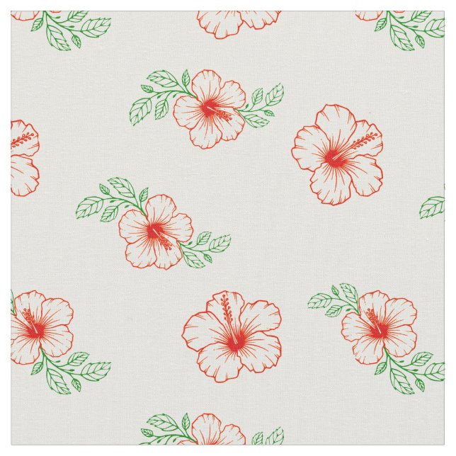 Hibiscus Shoe Flower Mönster Tyg (Närbild)