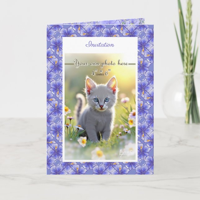 Hibiscus & snöre BLUE Inbjudan (Framsida)