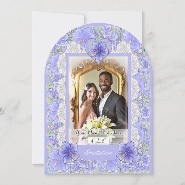 Hibiscus & snöre BLUE Inbjudningar (Framsida)