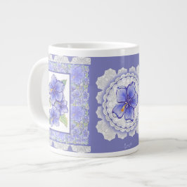 Hibiscus & snöre BLUE Jumbo Mugg