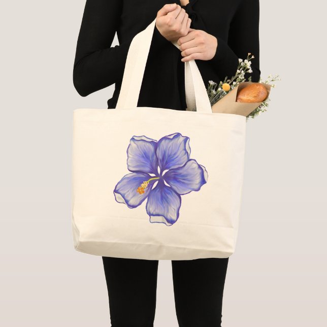 hibiscus & snöre BLUE Jumbo Tygkasse (Framsida (produkt))