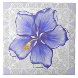 Hibiscus & snöre BLUE Kakelplatta