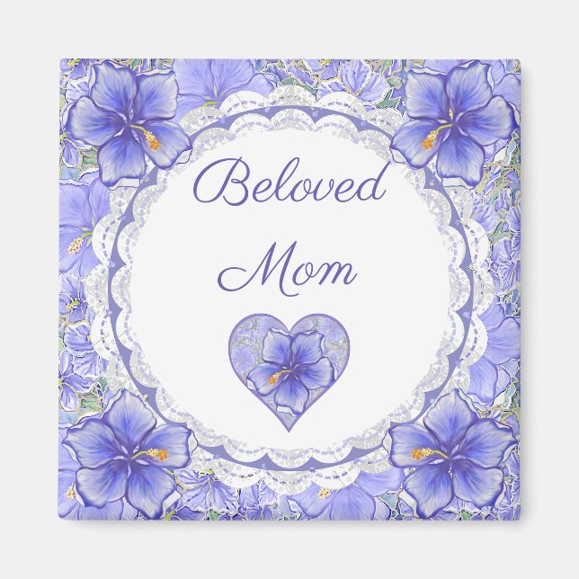 Hibiscus & snöre BLUE Magnet (Framsidan)