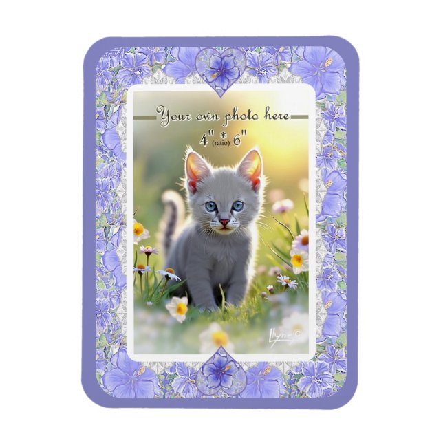 Hibiscus & snöre BLUE Magnet (Vertikal)