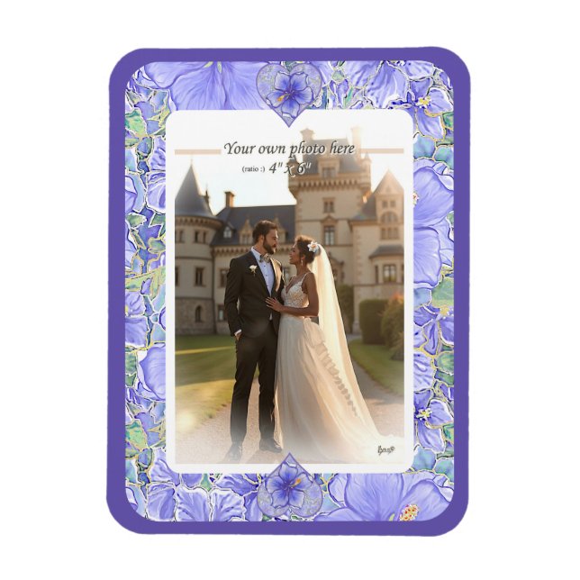 Hibiscus & snöre BLUE Magnet (Vertikal)