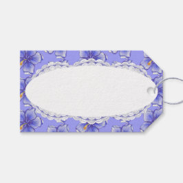 Hibiscus & snöre BLUE Presentetikett