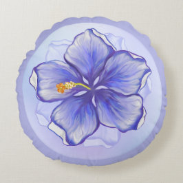 Hibiscus & snöre BLUE Rund Kudde