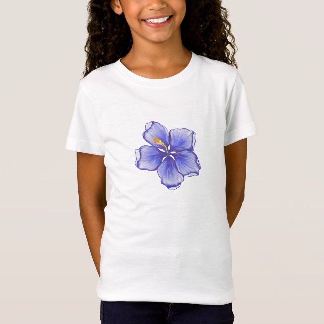 Hibiscus & snöre BLUE T Shirt (Framsida)