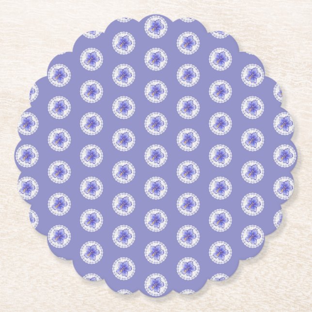 Hibiscus & snöre BLUE Underlägg Papper (Framsida)