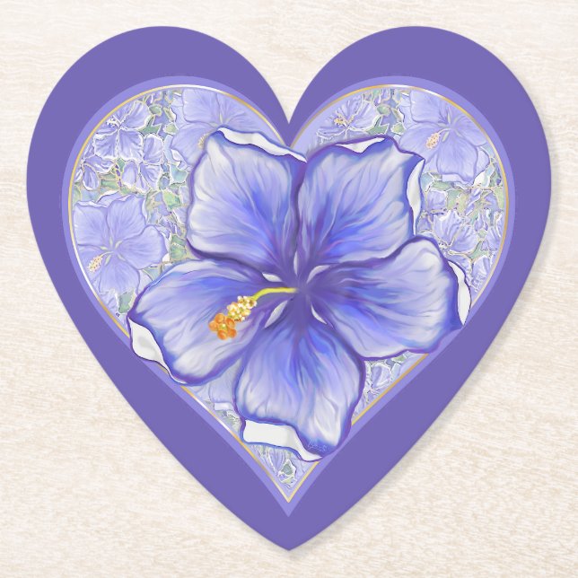 Hibiscus & snöre BLUE Underlägg Papper (Framsida)