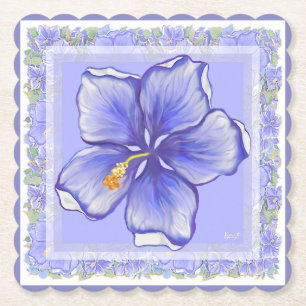 Hibiscus & snöre BLUE Underlägg Papper