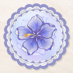 Hibiscus & snöre BLUE Underlägg Papper