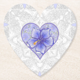 Hibiscus & snöre BLUE Underlägg Papper