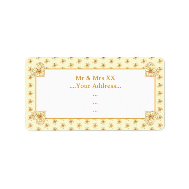 Hibiscus & snöre GULT Adressetikett (Framsidan)