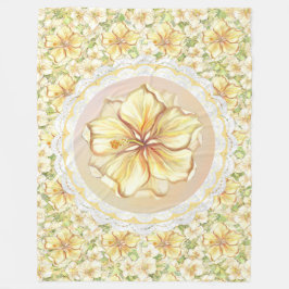 Hibiscus & snöre GULT Fleecefilt