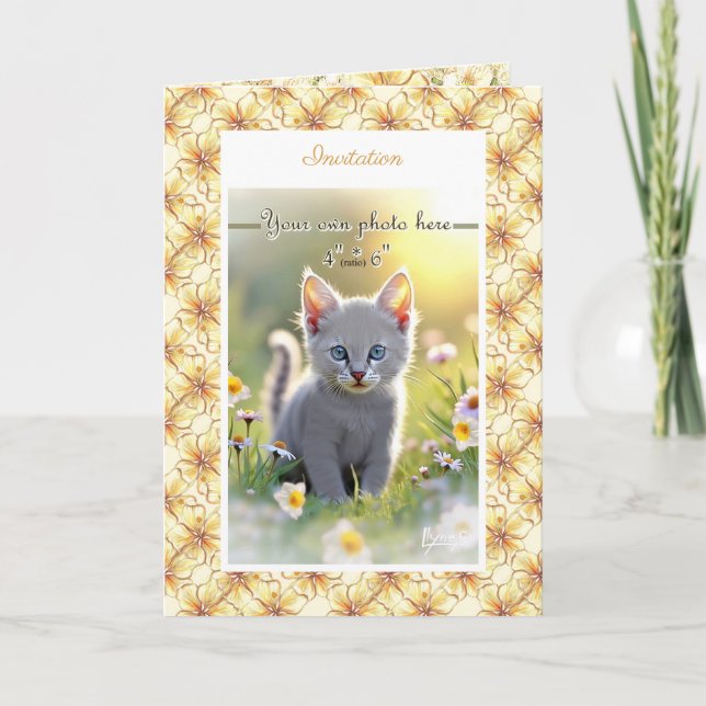 Hibiscus & snöre GULT Inbjudan (Framsida)