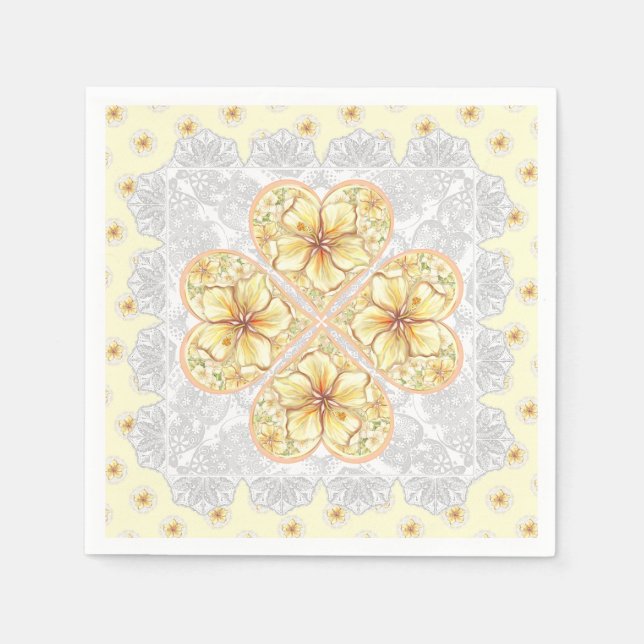 Hibiscus & snöre GULT Pappersservett (Framsidan)