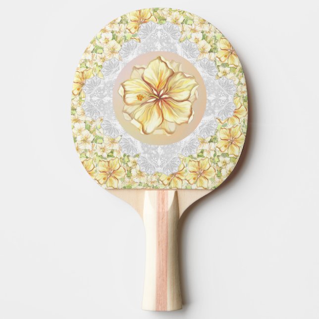 Hibiscus & snöre GULT Pingisracket (Framsidan)
