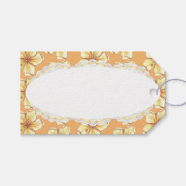 Hibiscus & snöre GULT Presentetikett