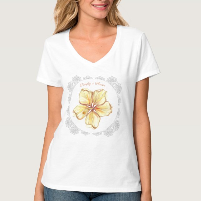 Hibiscus & snöre GULT T Shirt (Framsida)