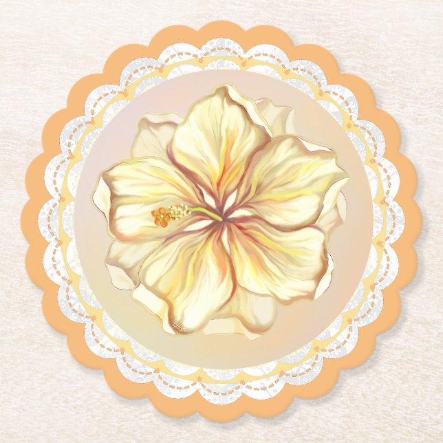 Hibiscus & snöre GULT Underlägg Papper (Framsida)