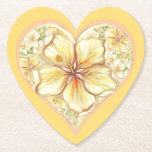 Hibiscus & snöre GULT Underlägg Papper<br><div class="desc">För mig är hibiscus en av de vackraste blommorna. Min inspiration här, med den här blomman, är en romantisk vit snöre mönster (grafisk effekt) och en hibiscus bush mönster (i samma nyanser) med en liten ljussken guld kontur. Jag föreslår en färsk, mjuk och romantisk blommigt stil som finns i 6...</div>