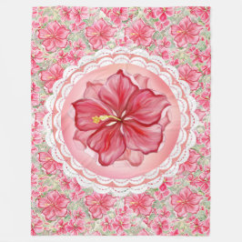 Hibiscus & snöre RED Fleecefilt