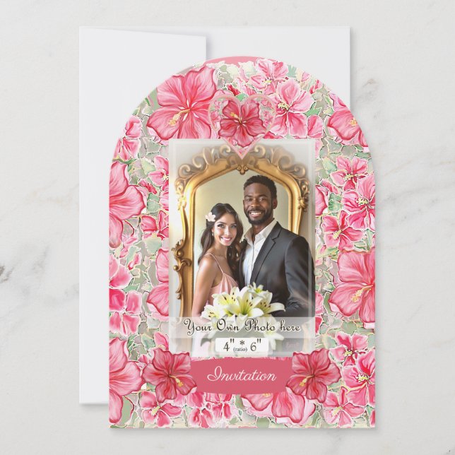 Hibiscus & snöre RED Inbjudningar (Framsida)