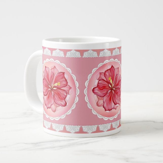 Hibiscus & snöre RED Jumbo Mugg (Framsida vänster)