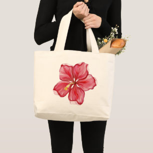 Hibiscus & snöre RED Jumbo Tygkasse